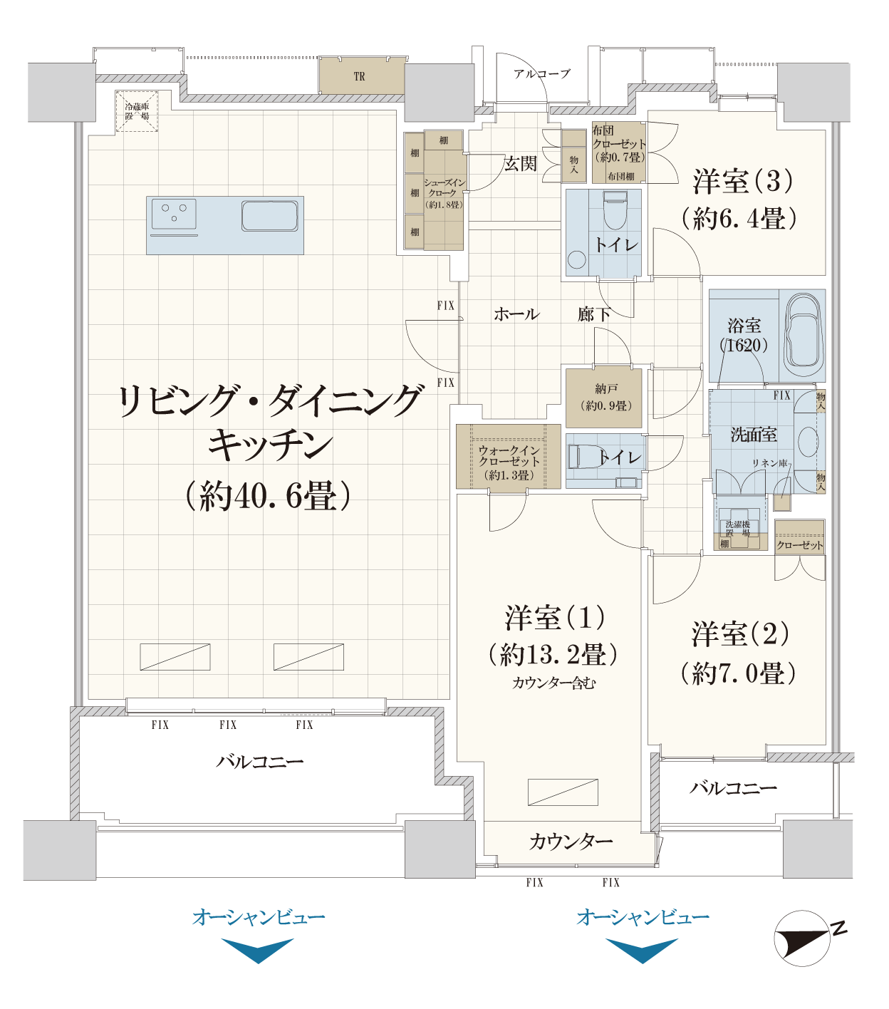 公式 ザ クレストタワー熱海 間取り Eタイプ